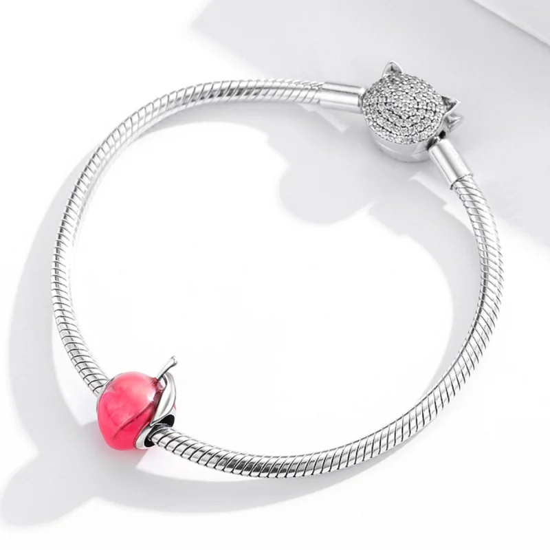 (Bild für) Schöner Pfirsich-Charm im Pandora-Stil aus Silber - SCC1834 - Ansicht 3