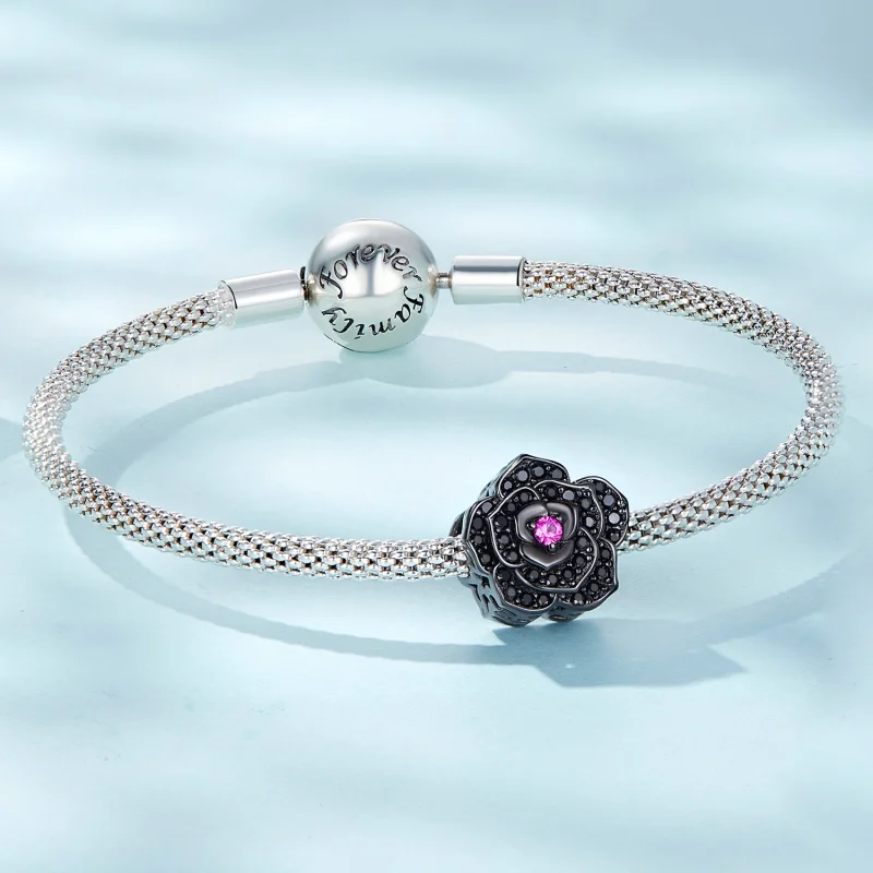 (Bild für) Schwarzer Rosen-Charm im Pandora-Stil - SCC2380 - Ansicht 5