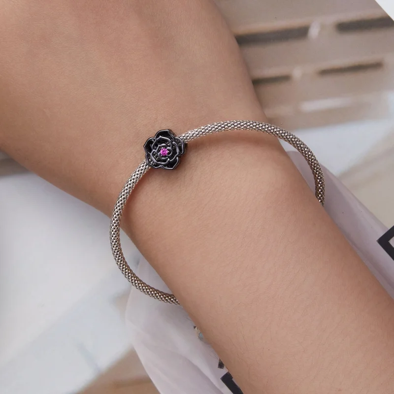 (Bild für) Schwarzer Rosen-Charm im Pandora-Stil - SCC2380 - Ansicht 6