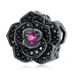 (Bild für) Schwarzer Rosen-Charm im Pandora-Stil - SCC2380