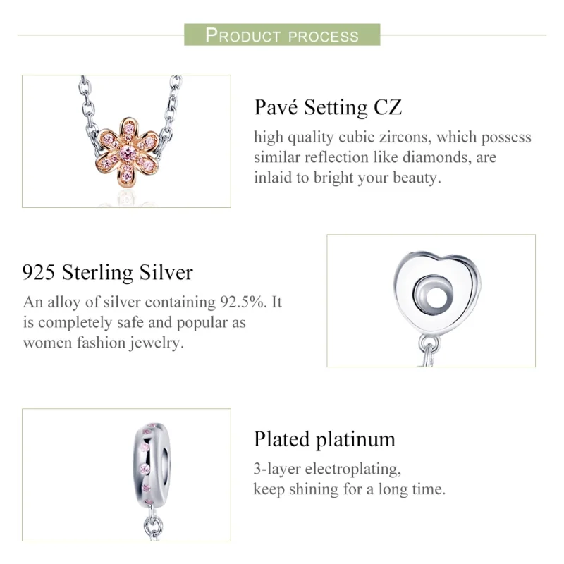 (Bild für) Sicherheitskette „Love Flower“ im Pandora-Stil aus Silber - SCC1113 - Ansicht 4