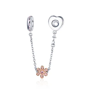 (Bild für) Sicherheitskette „Love Flower“ im Pandora-Stil aus Silber - SCC1113