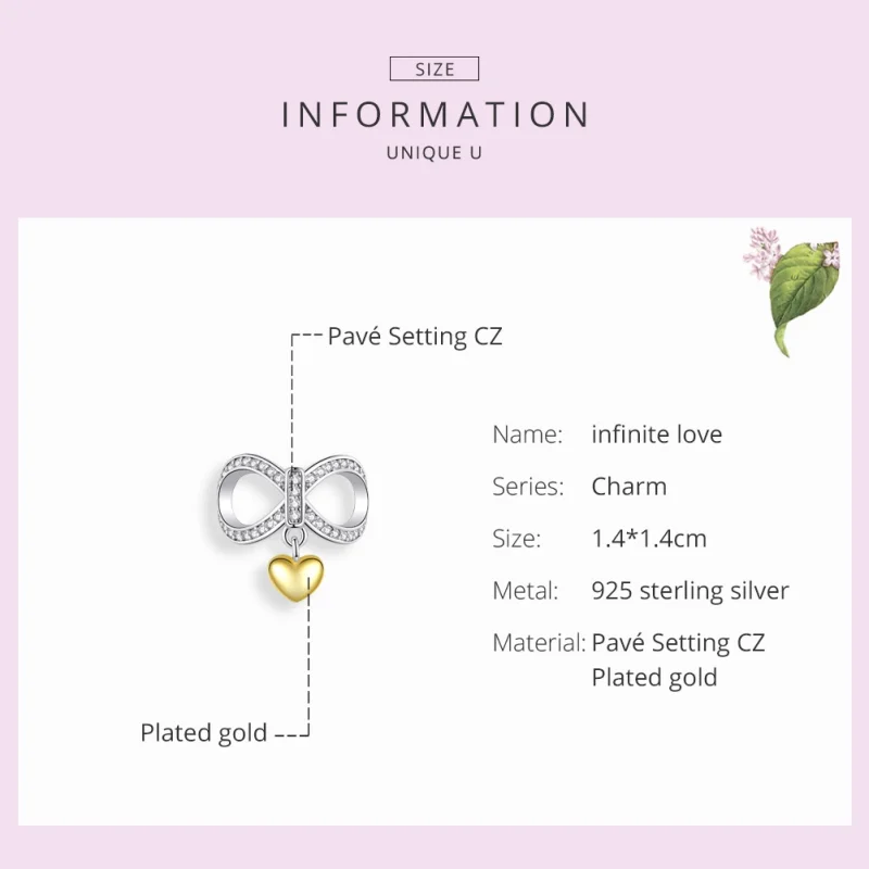 (Bild für) Silber- und vergoldeter „Infinite Love“-Charm im Pandora-Stil - SCC1300 - Ansicht 4