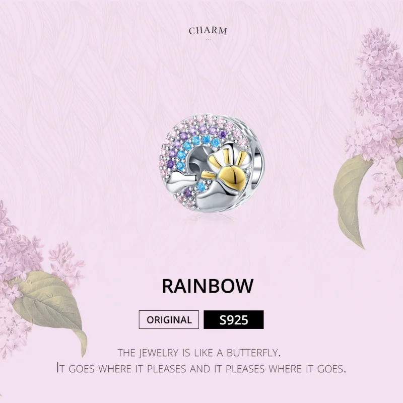(Bild für) Silber- und vergoldeter Regenbogen- und Sonnen-Charm im Pandora-Stil - SCC1255 - Ansicht 3