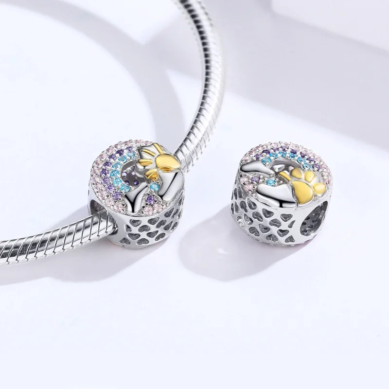(Bild für) Silber- und vergoldeter Regenbogen- und Sonnen-Charm im Pandora-Stil - SCC1255 - Ansicht 5