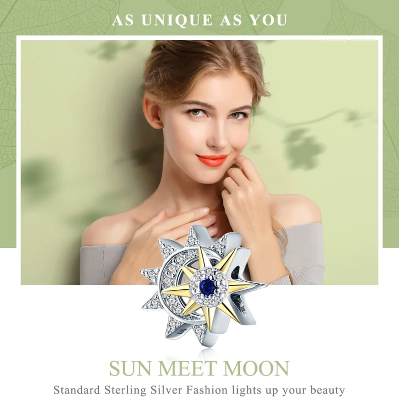 (Bild für) Silber- und vergoldeter „Sonne trifft Mond“-Charm im Pandora-Stil - SCC1137 - Ansicht 2