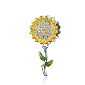 (Bild für) Silber- und vergoldeter Sonnenblumen-Anhänger im Pandora-Stil - SCC1211