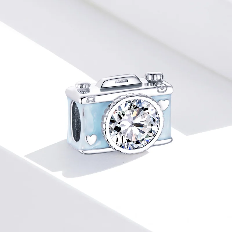 (Bild für) Silberblauer Kamera-Charm im Pandora-Stil - BSC264 - Ansicht 2
