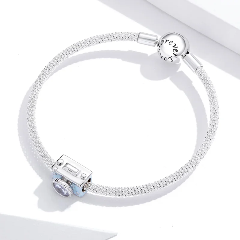 (Bild für) Silberblauer Kamera-Charm im Pandora-Stil - BSC264 - Ansicht 3
