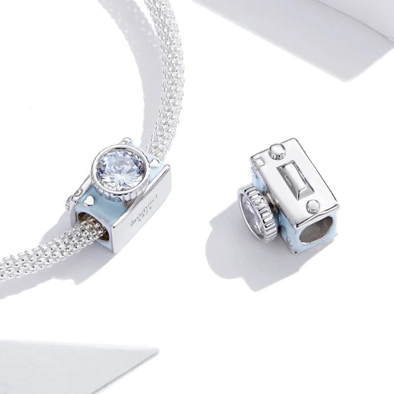 (Bild für) Silberblauer Kamera-Charm im Pandora-Stil - BSC264 - Ansicht 4