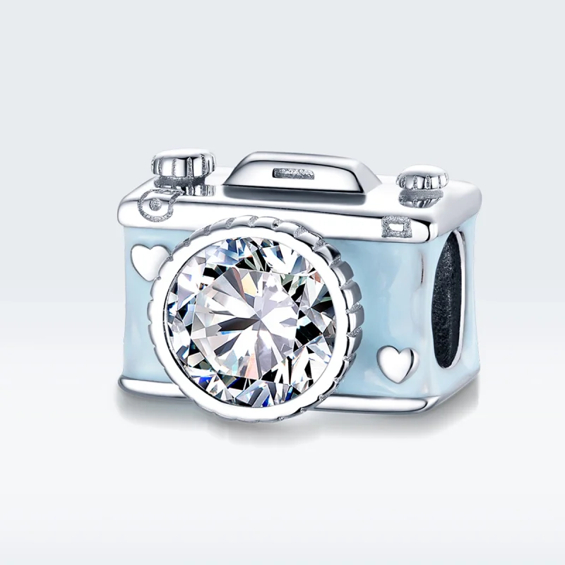 (Bild für) Silberblauer Kamera-Charm im Pandora-Stil - BSC264 - Ansicht 5