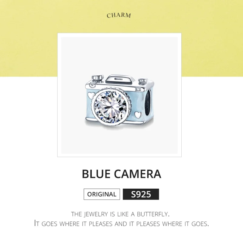 (Bild für) Silberblauer Kamera-Charm im Pandora-Stil - BSC264 - Ansicht 6