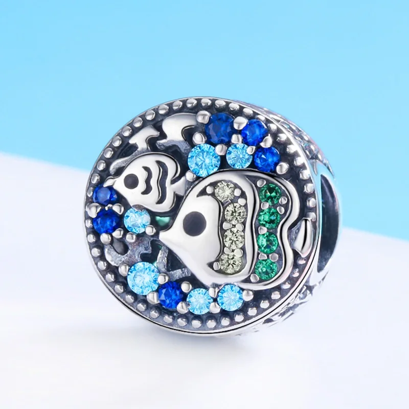 (Bild für) Silberfarbener Charm „Bunter Fisch der Unterwasserwelt“ im Pandora-Stil - SCC764 - Ansicht 2