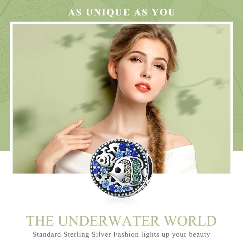 (Bild für) Silberfarbener Charm „Bunter Fisch der Unterwasserwelt“ im Pandora-Stil - SCC764 - Ansicht 6