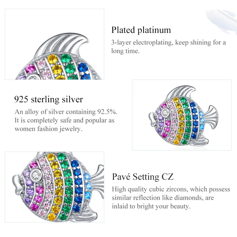 (Bild für) Silberfarbener Fisch-Charm im Pandora-Stil - SCC1803 - Ansicht 7