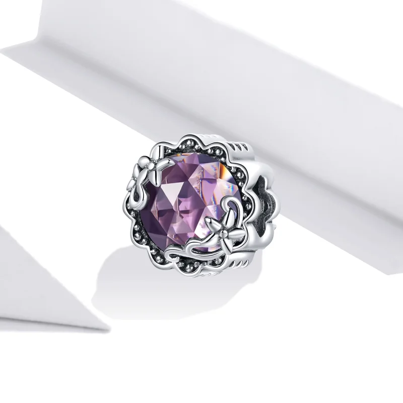 (Bild für) Silberner Anhänger mit Amethyst-Muster im Pandora-Stil - SCC1796 - Ansicht 2
