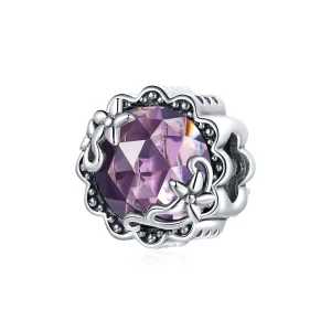 (Bild für) Silberner Anhänger mit Amethyst-Muster im Pandora-Stil - SCC1796