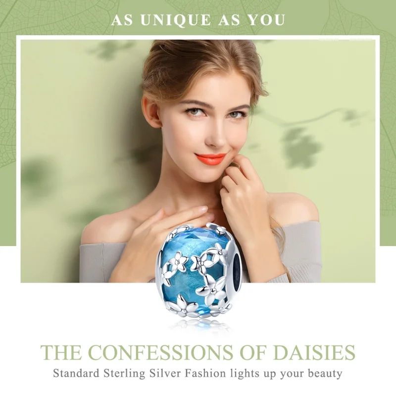 (Bild für) Silberner Aquamarin-Charm „Daisy's Confession“ im Pandora-Stil - SCC878 - Ansicht 6