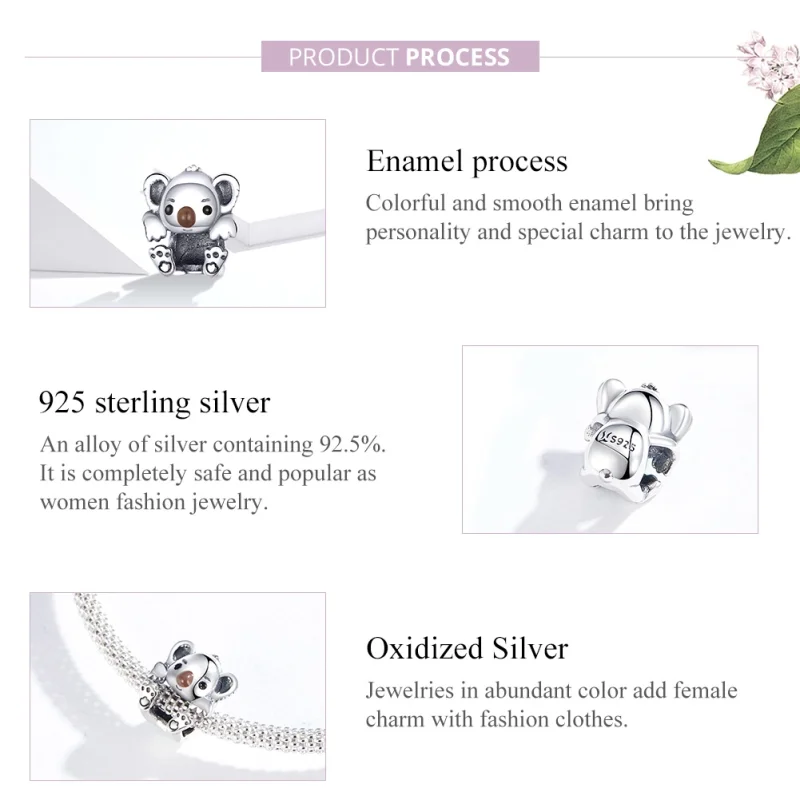 (Bild für) Silberner Baby-Koala-Charm im Pandora-Stil - SCC1304 - Ansicht 2