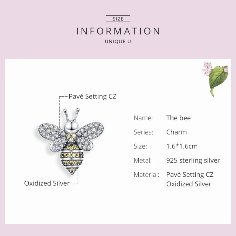 (Bild für) Silberner Bienen-Charm im Pandora-Stil - SCC1194 - Ansicht 3