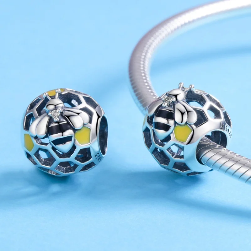 (Bild für) Silberner Bienenstock-Charm im Pandora-Stil - SCC779 - Ansicht 4