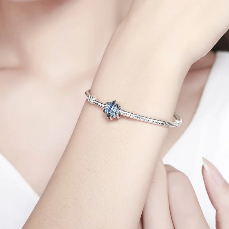 (Bild für) Silberner blauer Rhythmus-Charm im Pandora-Stil - SCC129 - Ansicht 2