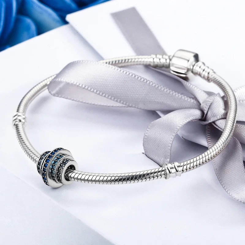 (Bild für) Silberner blauer Rhythmus-Charm im Pandora-Stil - SCC129 - Ansicht 4