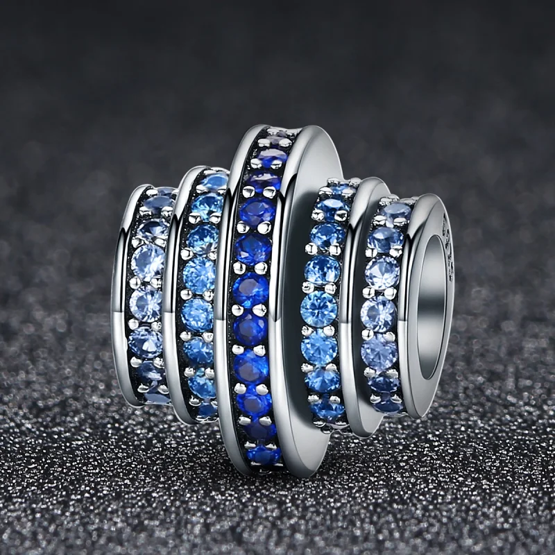 (Bild für) Silberner blauer Rhythmus-Charm im Pandora-Stil - SCC129 - Ansicht 6