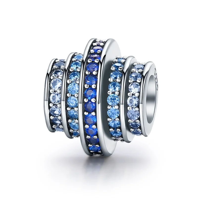 (Bild für) Silberner blauer Rhythmus-Charm im Pandora-Stil - SCC129