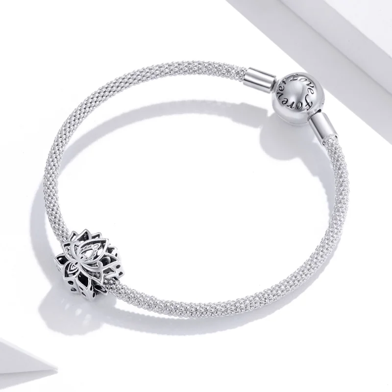 (Bild für) Silberner Blühender Lotus-Charm im Pandora-Stil - SCC1724 - Ansicht 3