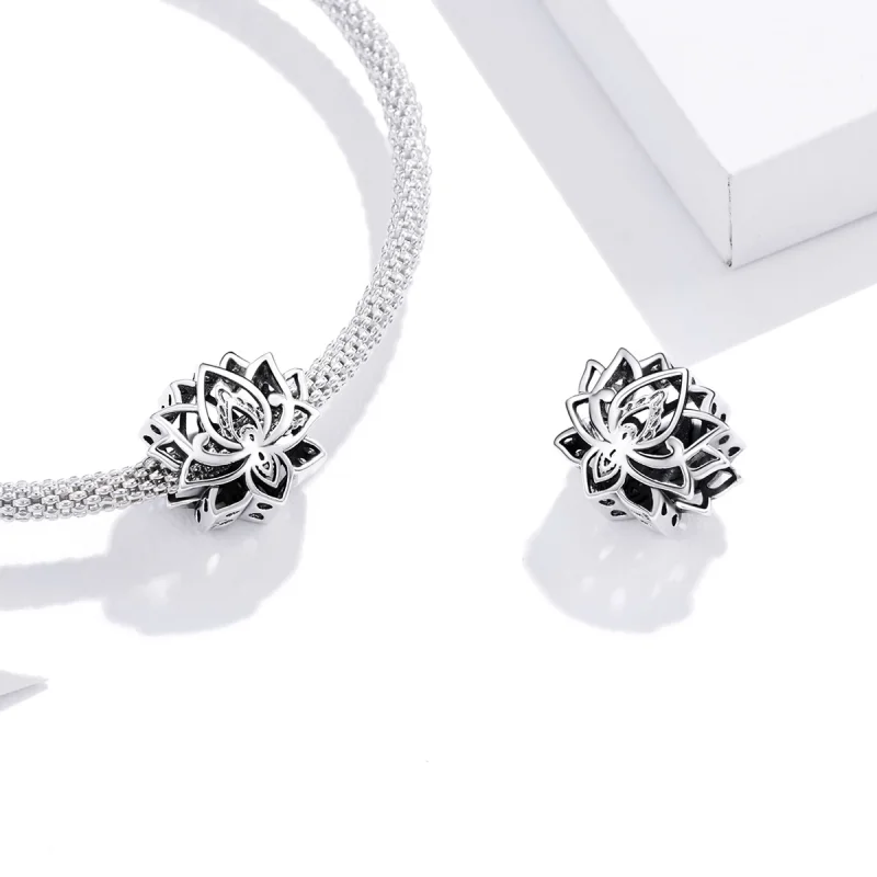 (Bild für) Silberner Blühender Lotus-Charm im Pandora-Stil - SCC1724 - Ansicht 4