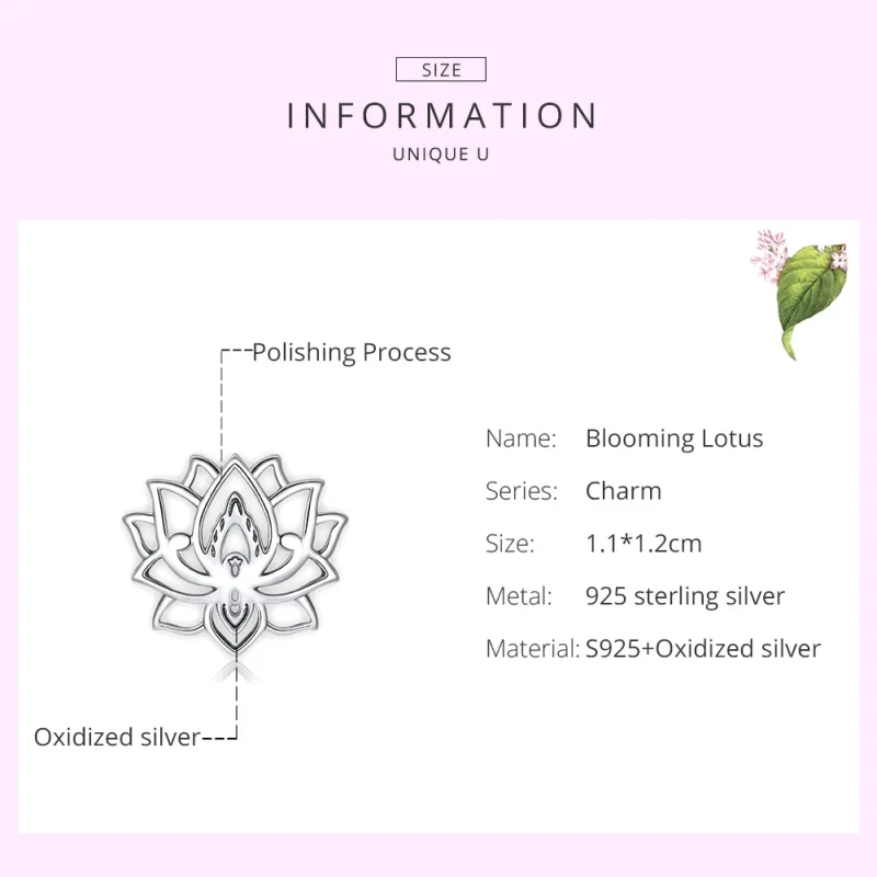 (Bild für) Silberner Blühender Lotus-Charm im Pandora-Stil - SCC1724 - Ansicht 6