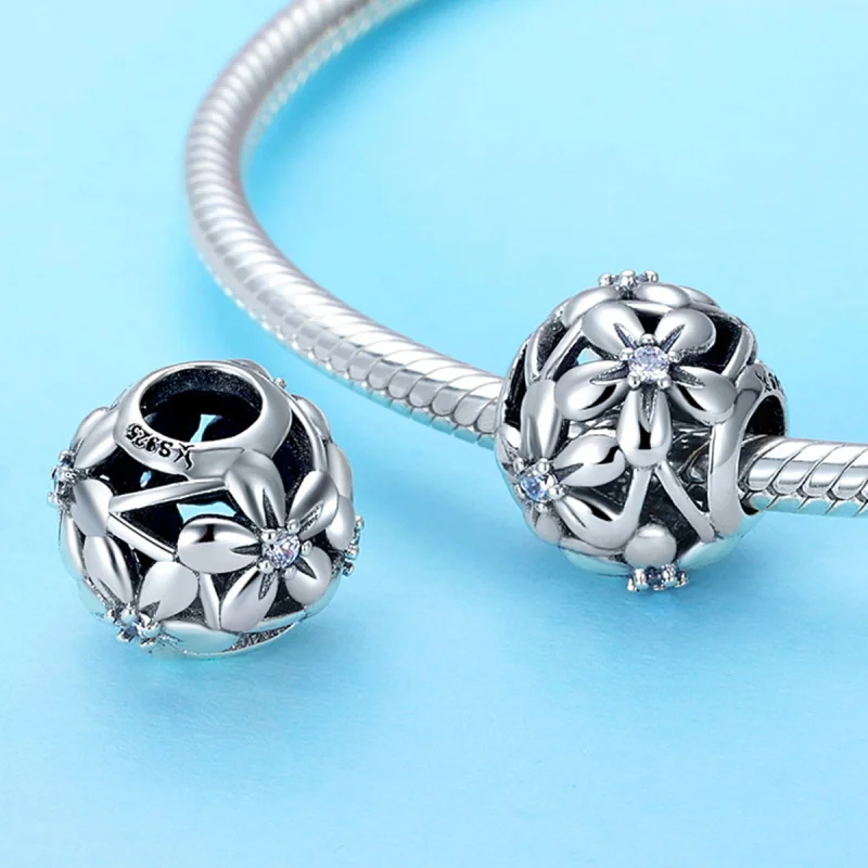 (Bild für) Silberner Blumen-Charm im Pandora-Stil - SCC729 - Ansicht 2