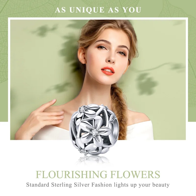 (Bild für) Silberner Blumen-Charm im Pandora-Stil - SCC729 - Ansicht 6
