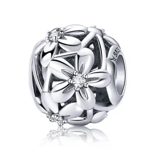 (Bild für) Silberner Blumen-Charm im Pandora-Stil - SCC729