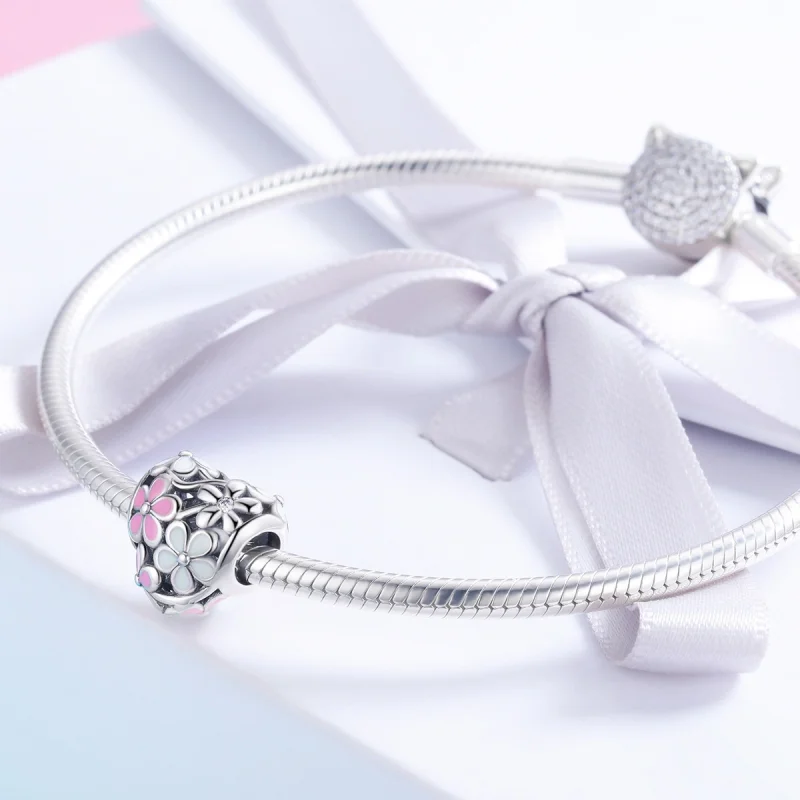 (Bild für) Silberner Blumen-Segen-Charm im Pandora-Stil - SCC761 - Ansicht 3