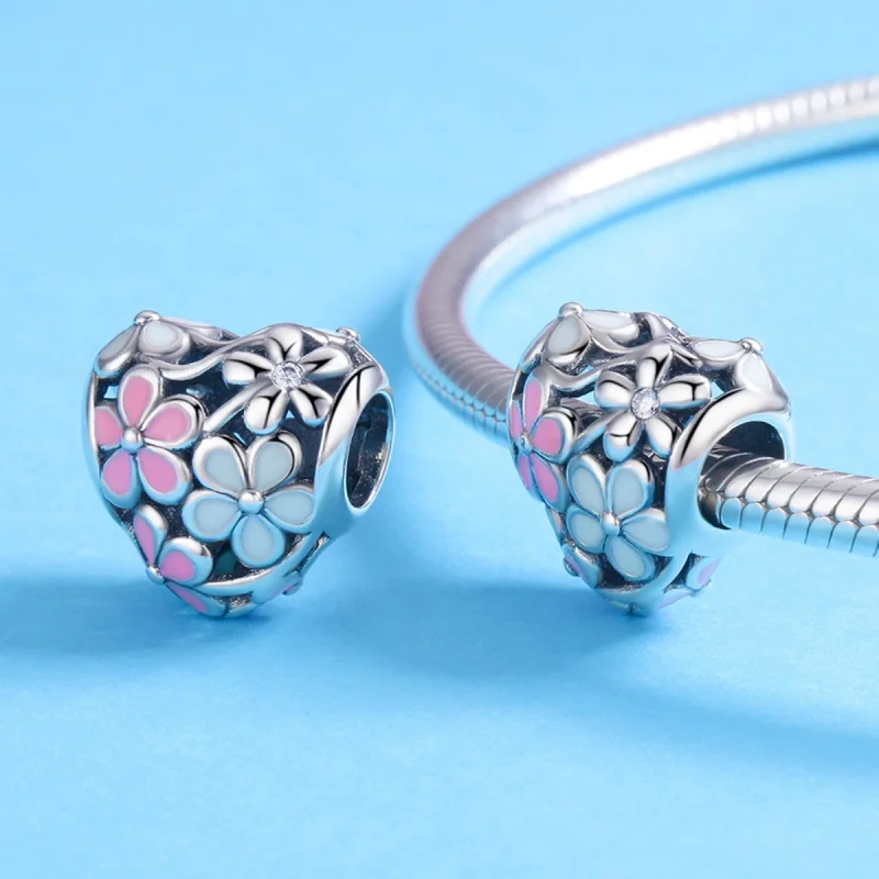 (Bild für) Silberner Blumen-Segen-Charm im Pandora-Stil - SCC761 - Ansicht 4