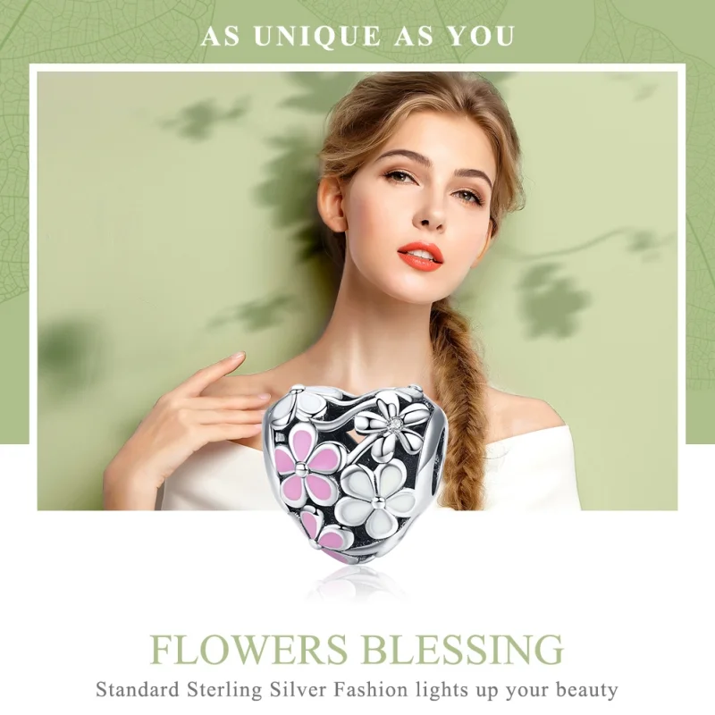 (Bild für) Silberner Blumen-Segen-Charm im Pandora-Stil - SCC761 - Ansicht 6