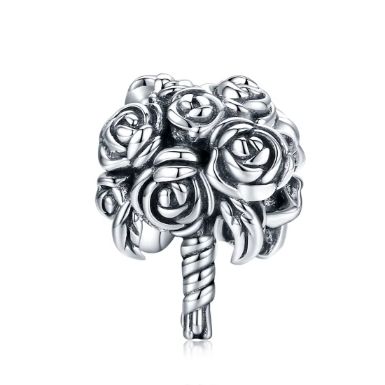 (Bild für) Silberner Brautstrauß-Charm im Pandora-Stil - SCC1566