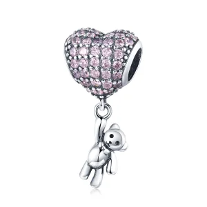 (Bild für) Silberner Bären- und Ballon-Charm im Pandora-Stil - SCC1054
