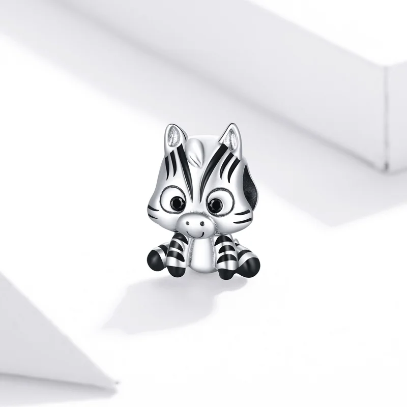 (Bild für) Silberner Cartoon-Zebra-Charm im Pandora-Stil - BSC387 - Ansicht 2