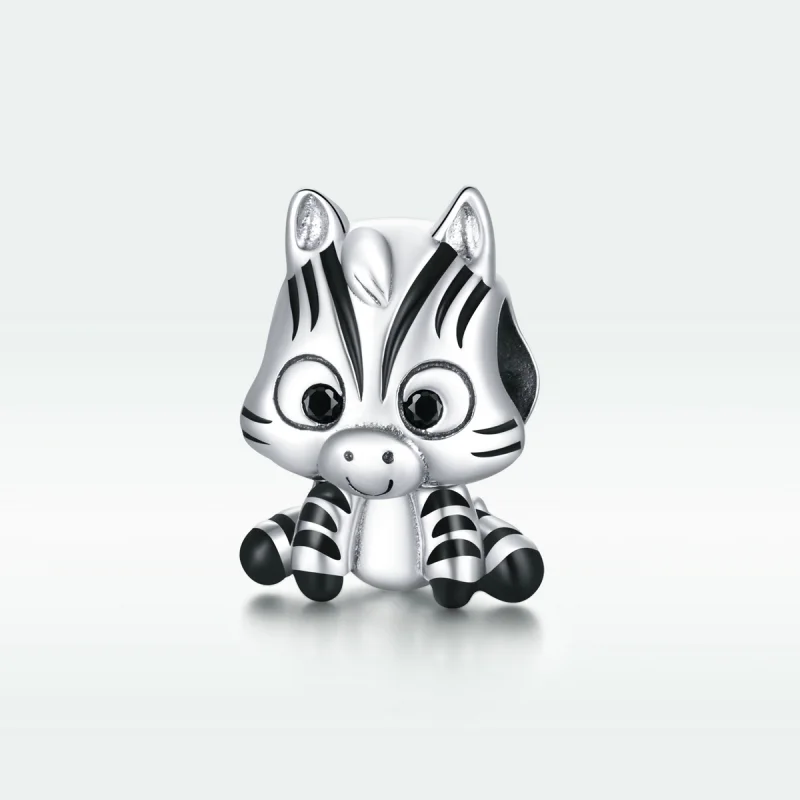 (Bild für) Silberner Cartoon-Zebra-Charm im Pandora-Stil - BSC387 - Ansicht 5