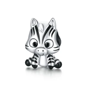 (Bild für) Silberner Cartoon-Zebra-Charm im Pandora-Stil - BSC387