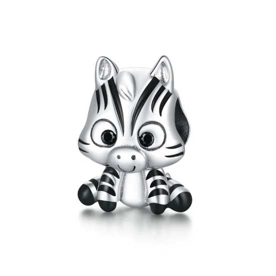 (Bild für) Silberner Cartoon-Zebra-Charm im Pandora-Stil - BSC387