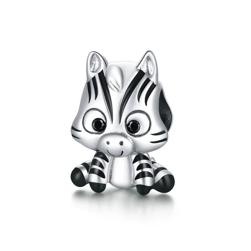 (Bild für) Silberner Cartoon-Zebra-Charm im Pandora-Stil - BSC387