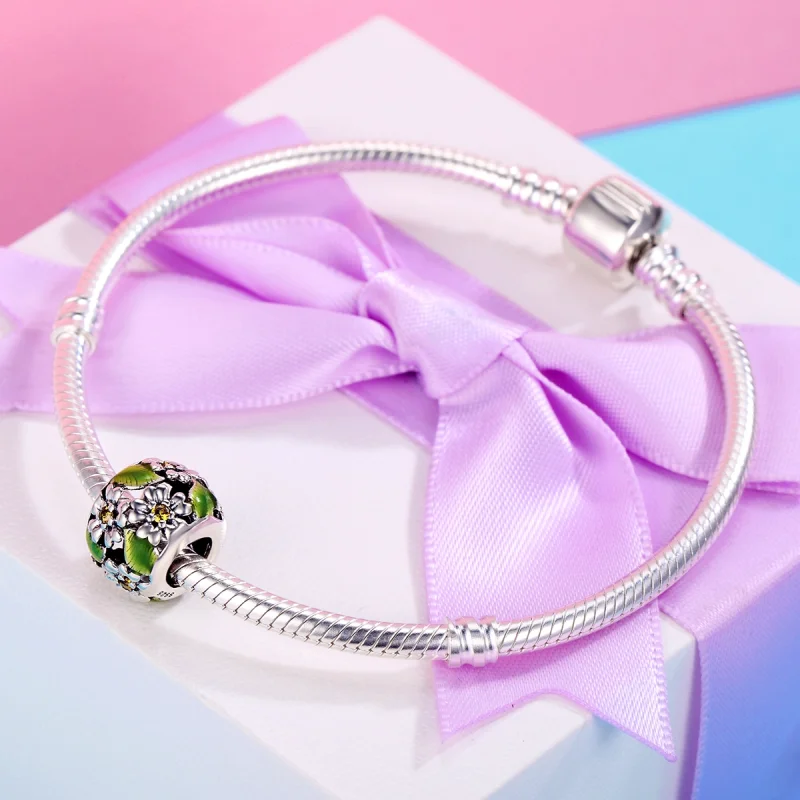 (Bild für) Silberner Charm „Kleine Gänseblümchen im Frühling und Sommer“ im Pandora-Stil - - Ansicht 5