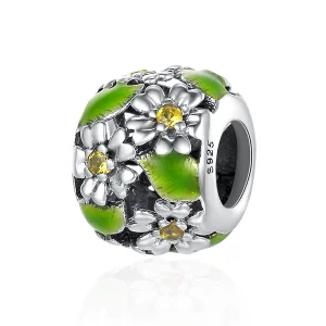 (Bild für) Silberner Charm „Kleine Gänseblümchen im Frühling und Sommer“ im Pandora-Stil - SCC490