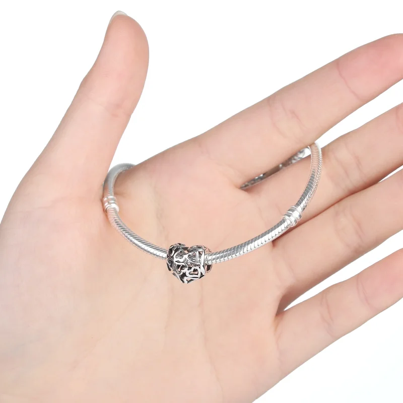 (Bild für) Silberner Charm mit durchbrochenen Herzen im Pandora-Stil - SCC024 - Ansicht 4