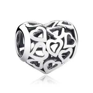 (Bild für) Silberner Charm mit durchbrochenen Herzen im Pandora-Stil - SCC024