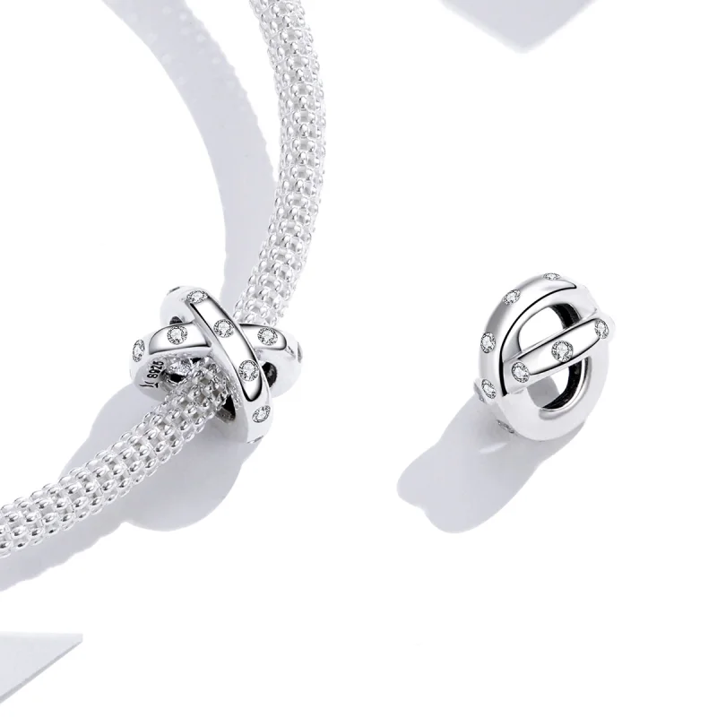 (Bild für) Silberner Charm mit einfacher Geometrie im Pandora-Stil - SCC1515 - Ansicht 3